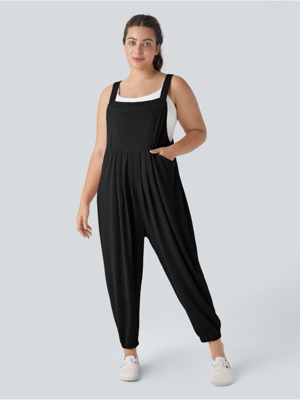 Halara Waffle Knit Overall Joggers Black‎ Small